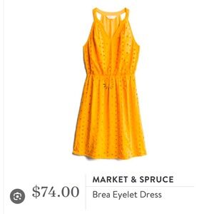 Market & Spruce Brea Eyelet Dress in Goldenrod Yellow, Women's Large